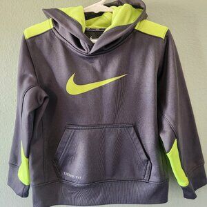 Nike Therma Fit Techonology Hoodie Sweatshirts With Neon Green Logo, Size 4T